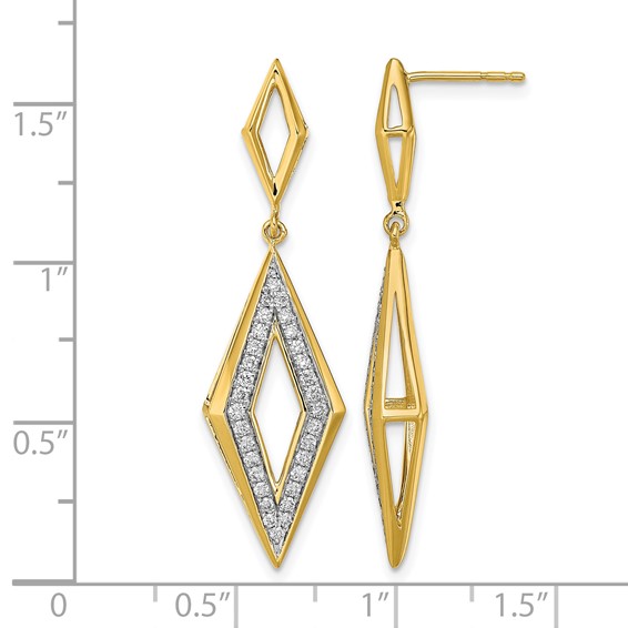 14k Polished 3/8 carat Diamond Fancy Dangle Post Earrings
