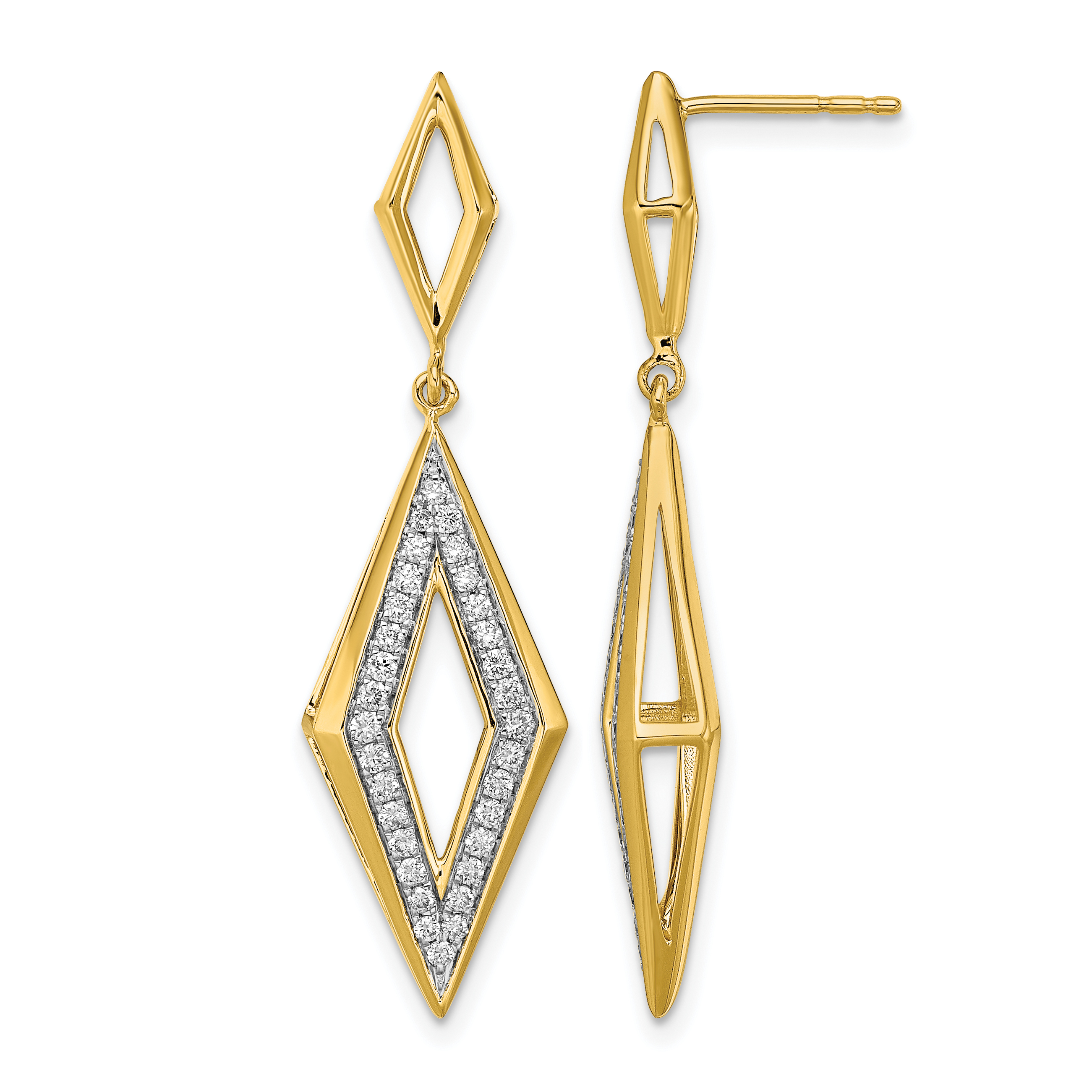 14k Polished Diamond Dangle Post Earrings (EM6823-038-YA)