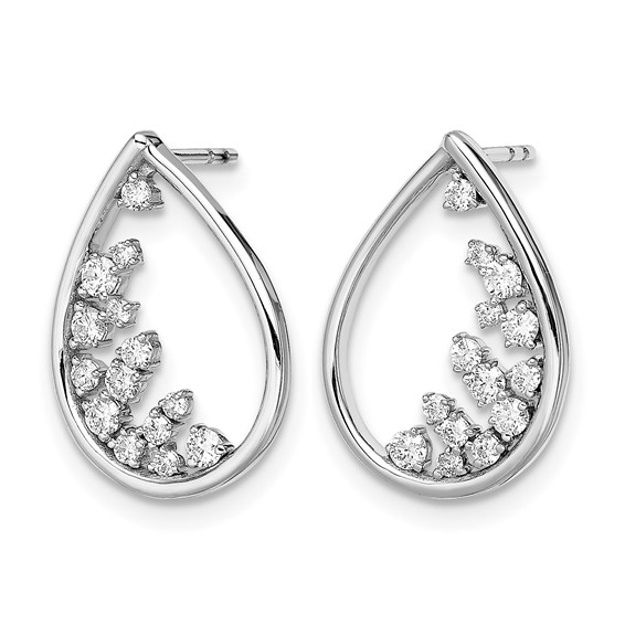 14k White Gold 1/3 carat Diamond Teardrop Post Earrings