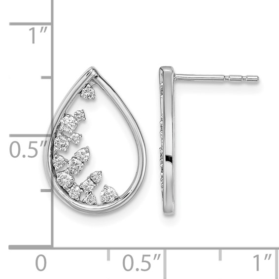 14k White Gold 1/3 carat Diamond Teardrop Post Earrings