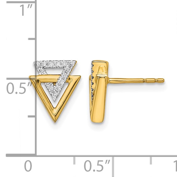 14k Polished 1/10 carat Diamond Double Triangle Post Earrings