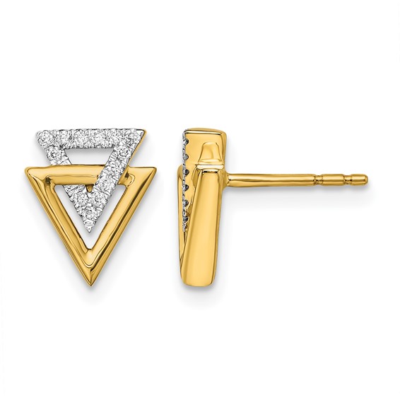 14k Polished 1/10 carat Diamond Double Triangle Post Earrings