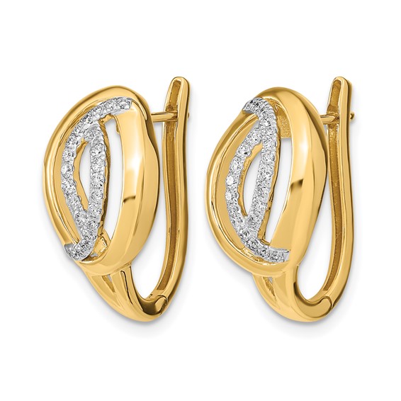 14k 1/3 carat Diamond Fancy Oval Hinged Hoop Earrings