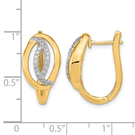 14k 1/3 carat Diamond Fancy Oval Hinged Hoop Earrings