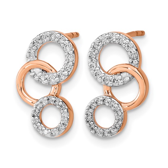 14k Rose Gold 1/4 carat Diamond Circles Post Earrings