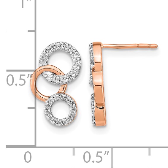 14k Rose Gold 1/4 carat Diamond Circles Post Earrings