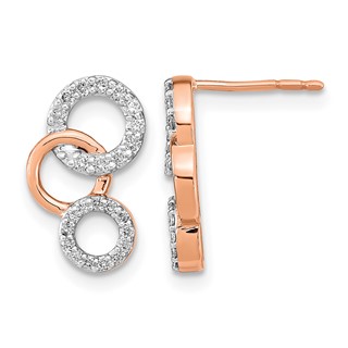 14k Rose Gold 1/4 carat Diamond Circles Post Earrings