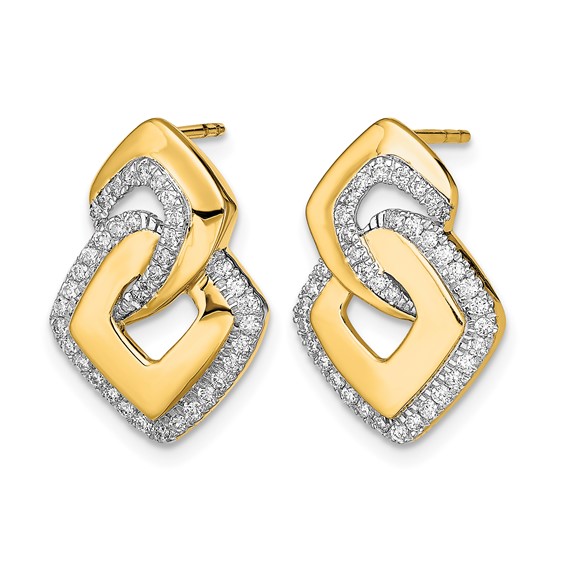 14k Polished 1/3 carat Diamond Fancy Shaped Post Earrings