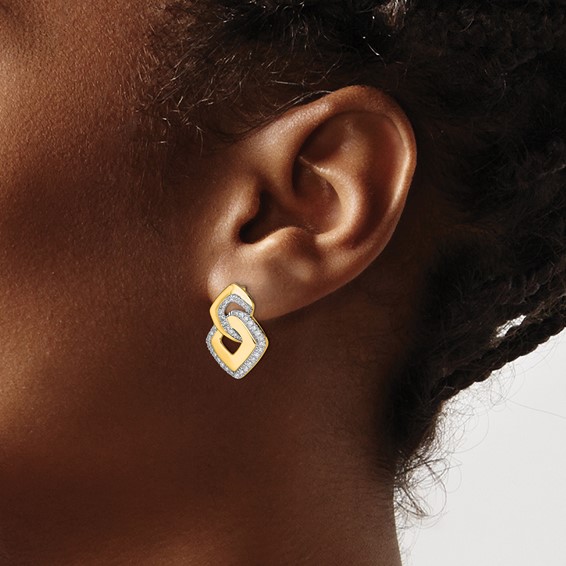 14k Polished 1/3 carat Diamond Fancy Shaped Post Earrings