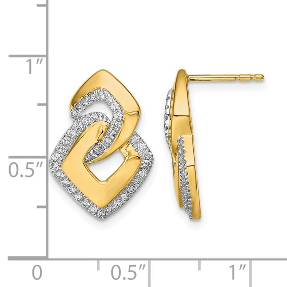 14k Polished 1/3 carat Diamond Fancy Shaped Post Earrings