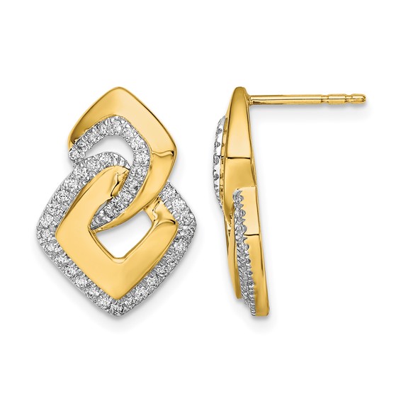 14k Polished 1/3 carat Diamond Fancy Shaped Post Earrings