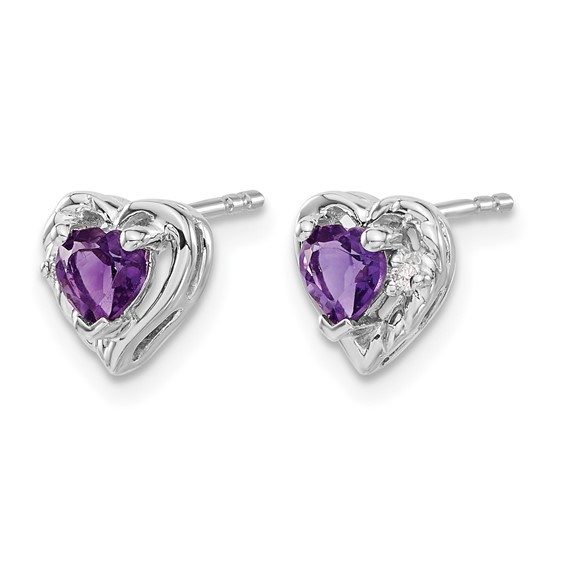 Gemstone and Diamond Heart Earrings                         