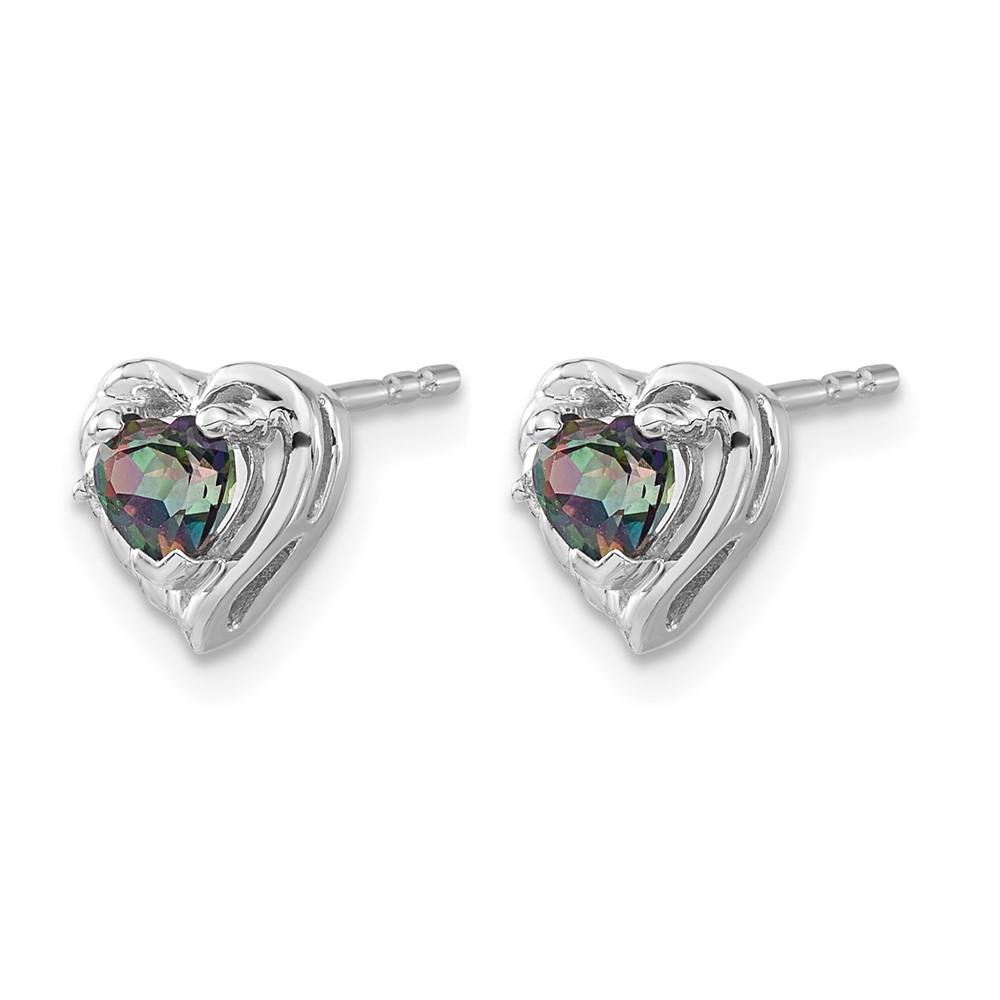 14k White Gold Mystic Fire Topaz and Diamond Heart Earrings (EM7027-FT-001-WA)