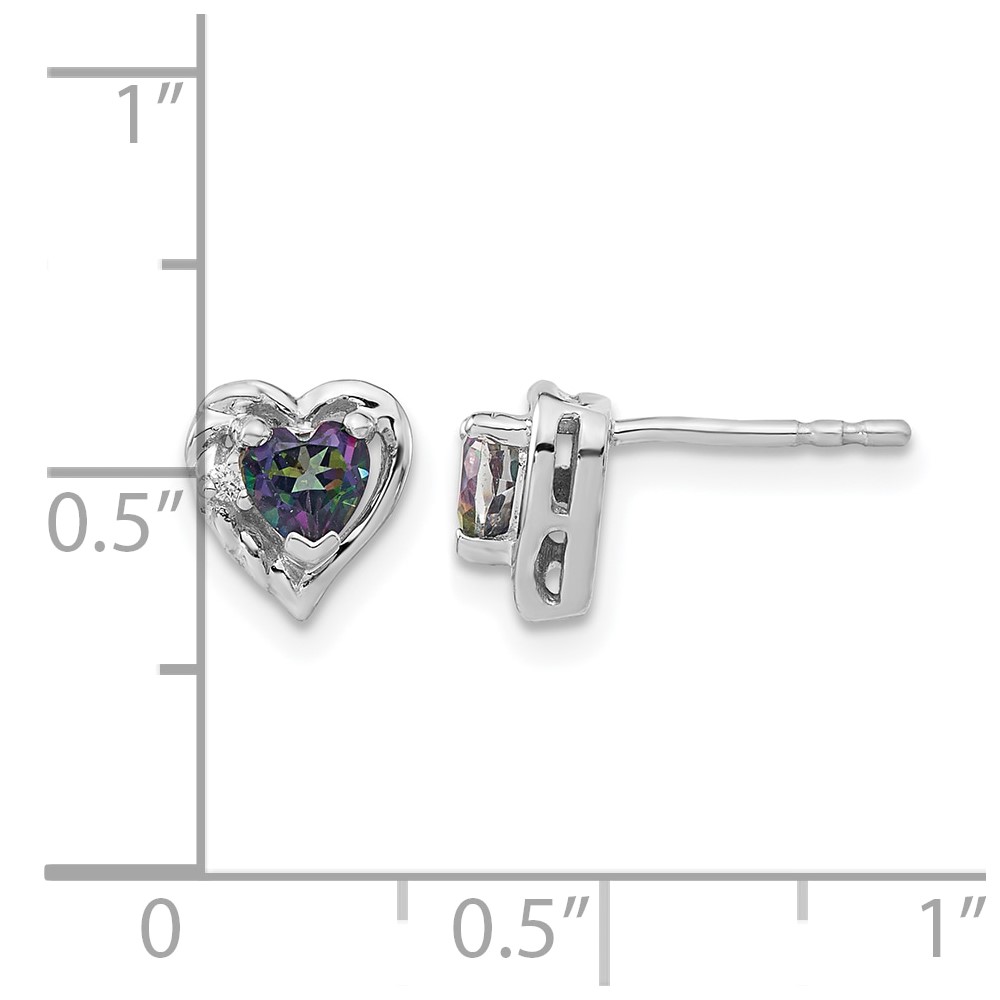 14k White Gold Mystic Fire Topaz and Diamond Heart Earrings (EM7027-FT-001-WA)