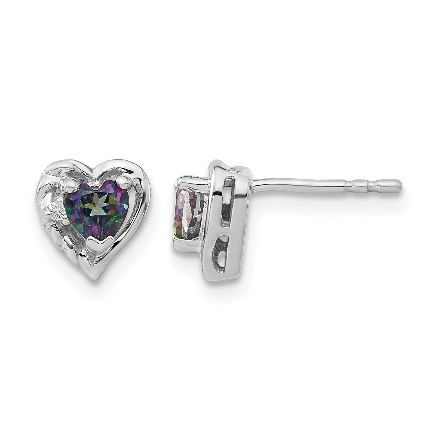 14k White Gold Mystic Fire Topaz and Diamond Heart Earrings (EM7027-FT-001-WA)