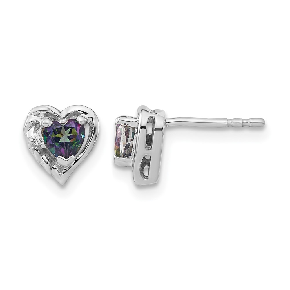 14k White Gold Mystic Fire Topaz and Diamond Heart Earrings (EM7027-FT-001-WA)