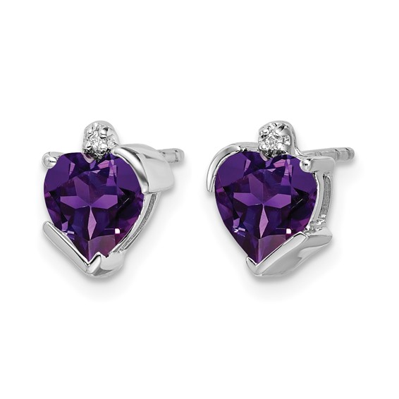 Gemstone and Diamond Heart Earrings                         
