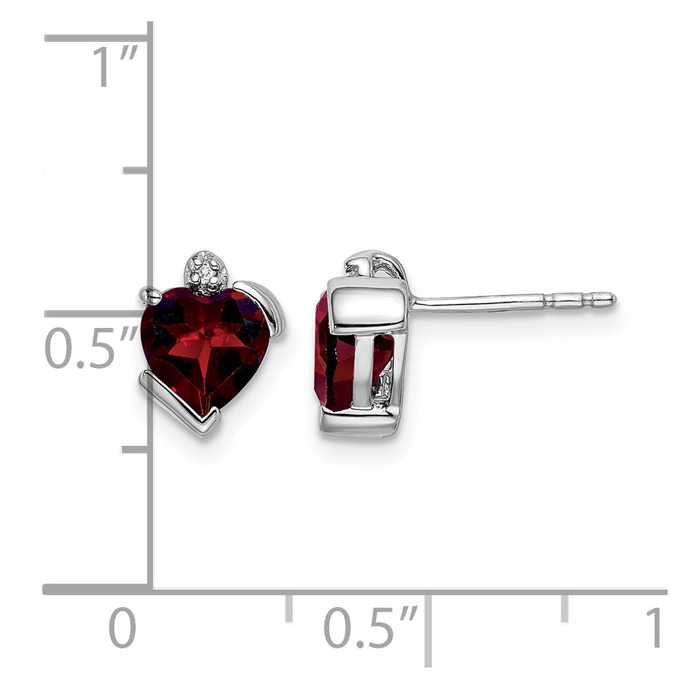 14k White Gold Garnet and Diamond Heart Earrings (EM7028-GA-001-WA)