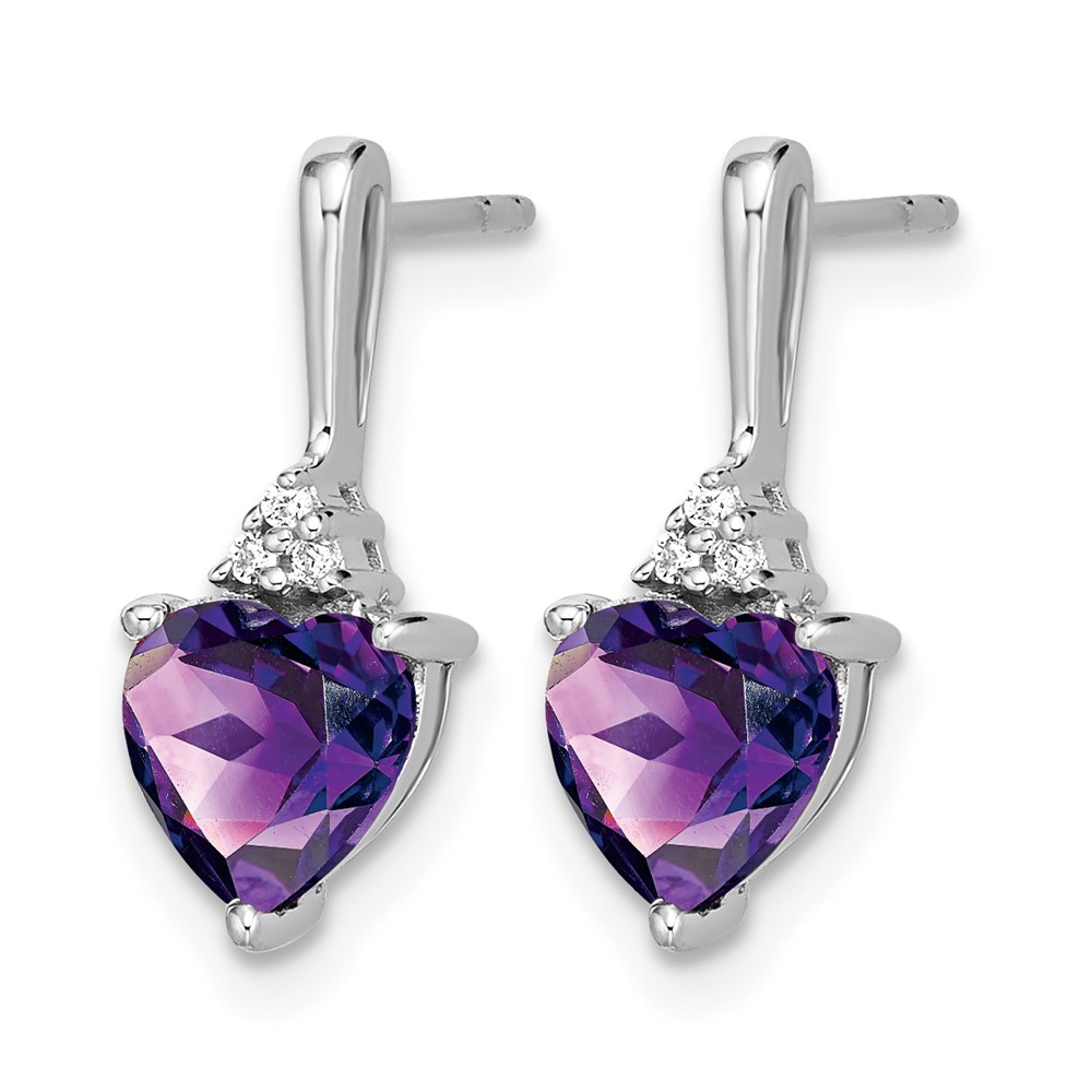 10k White Gold Amethyst and Diamond Heart Earrings (EM7029-AM-003-1WA)