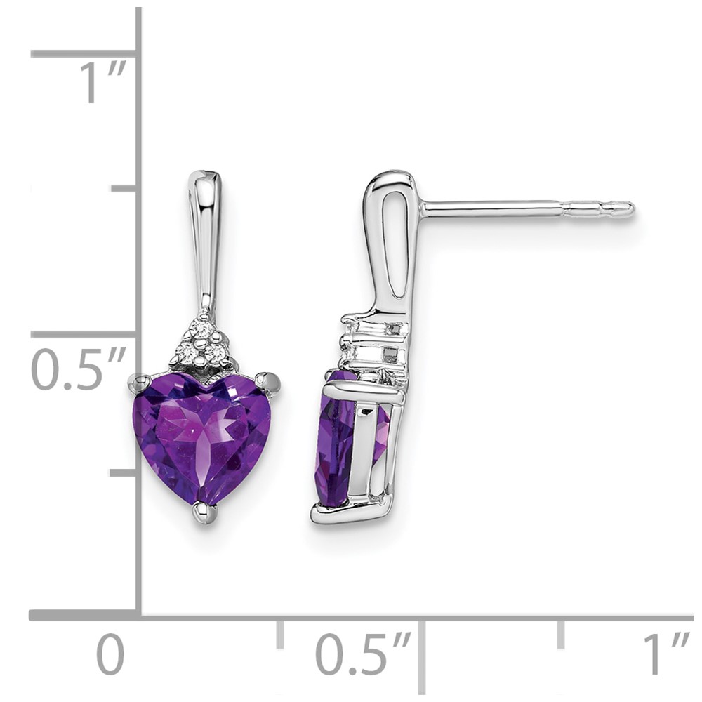 10k White Gold Amethyst and Diamond Heart Earrings (EM7029-AM-003-1WA)