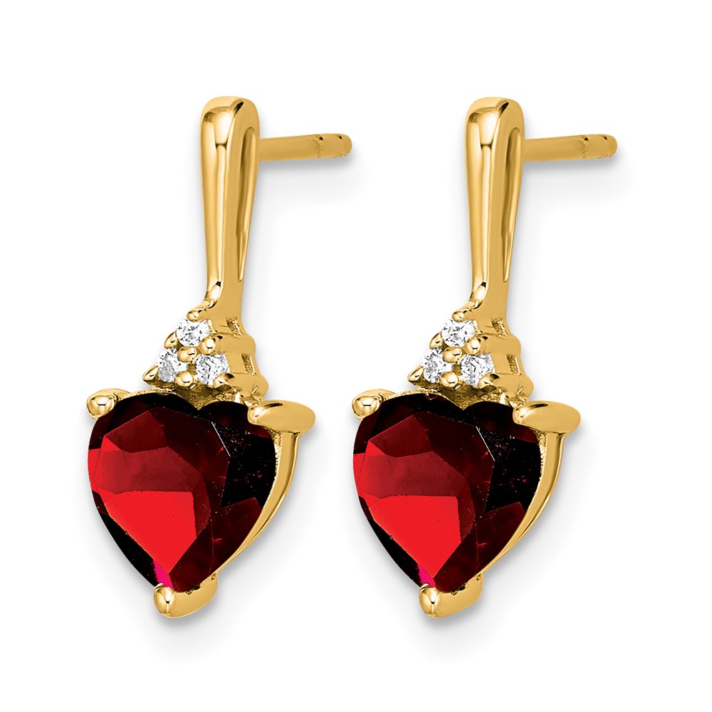 10k Garnet and Diamond Heart Earrings (EM7029-GA-003-1YA)