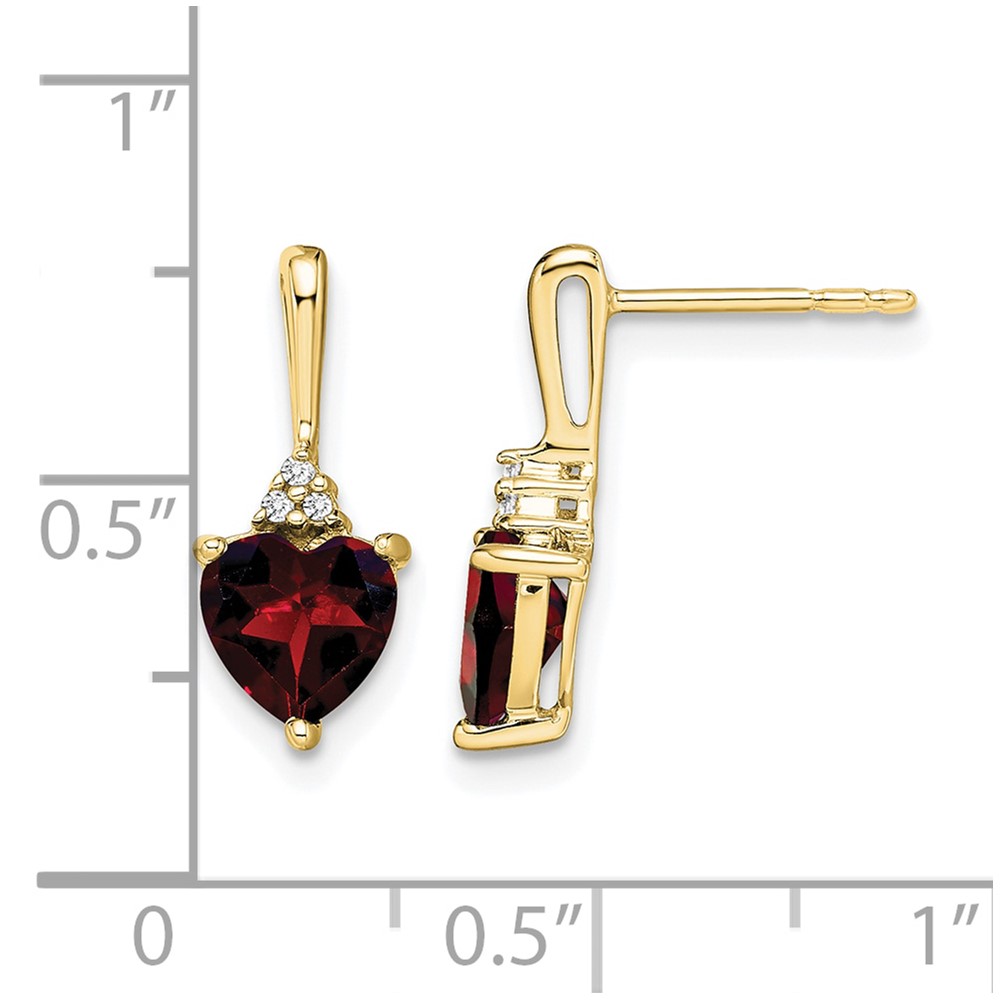 10k Garnet and Diamond Heart Earrings (EM7029-GA-003-1YA)