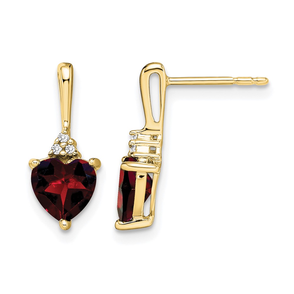 10k Garnet and Diamond Heart Earrings (EM7029-GA-003-1YA)