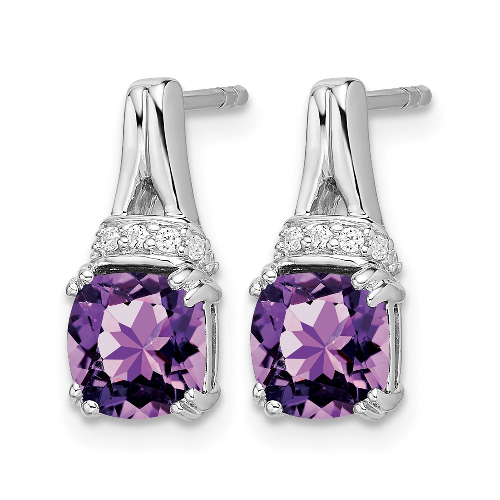 14k White Gold Amethyst and Diamond Earrings (EM7074-AM-007-WA)