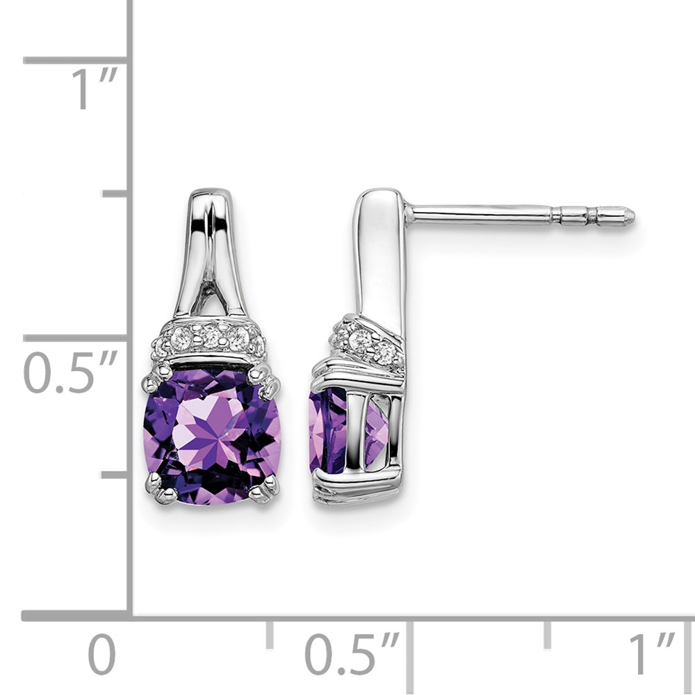14k White Gold Amethyst and Diamond Earrings (EM7074-AM-007-WA)