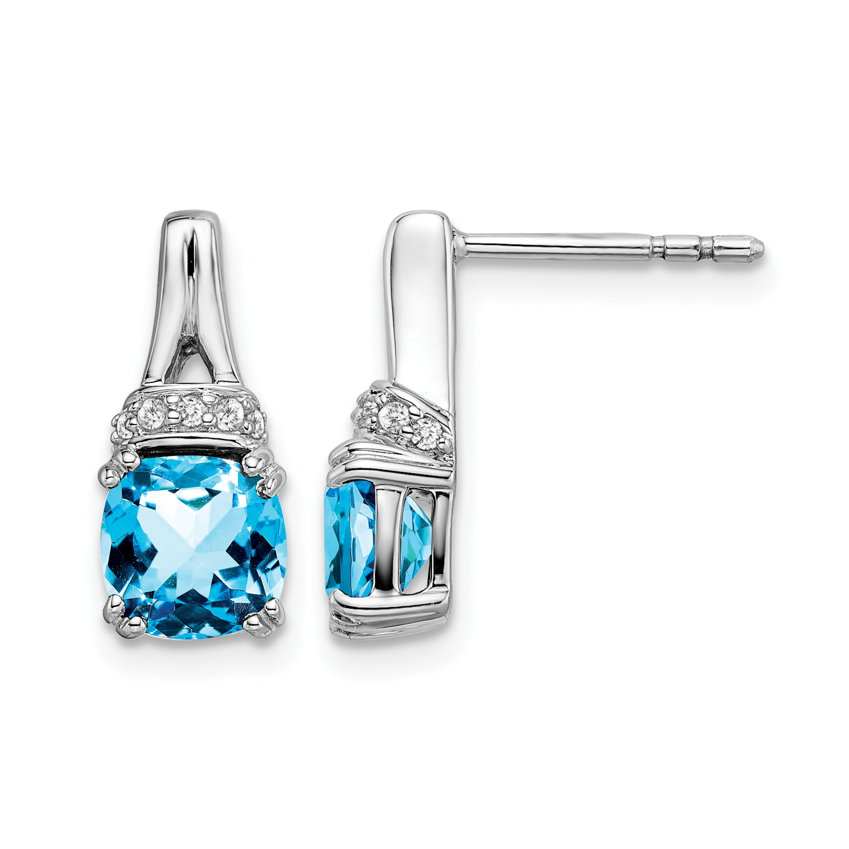 10k White Gold Blue Topaz and Diamond Earrings (EM7074-BT-007-1WA)