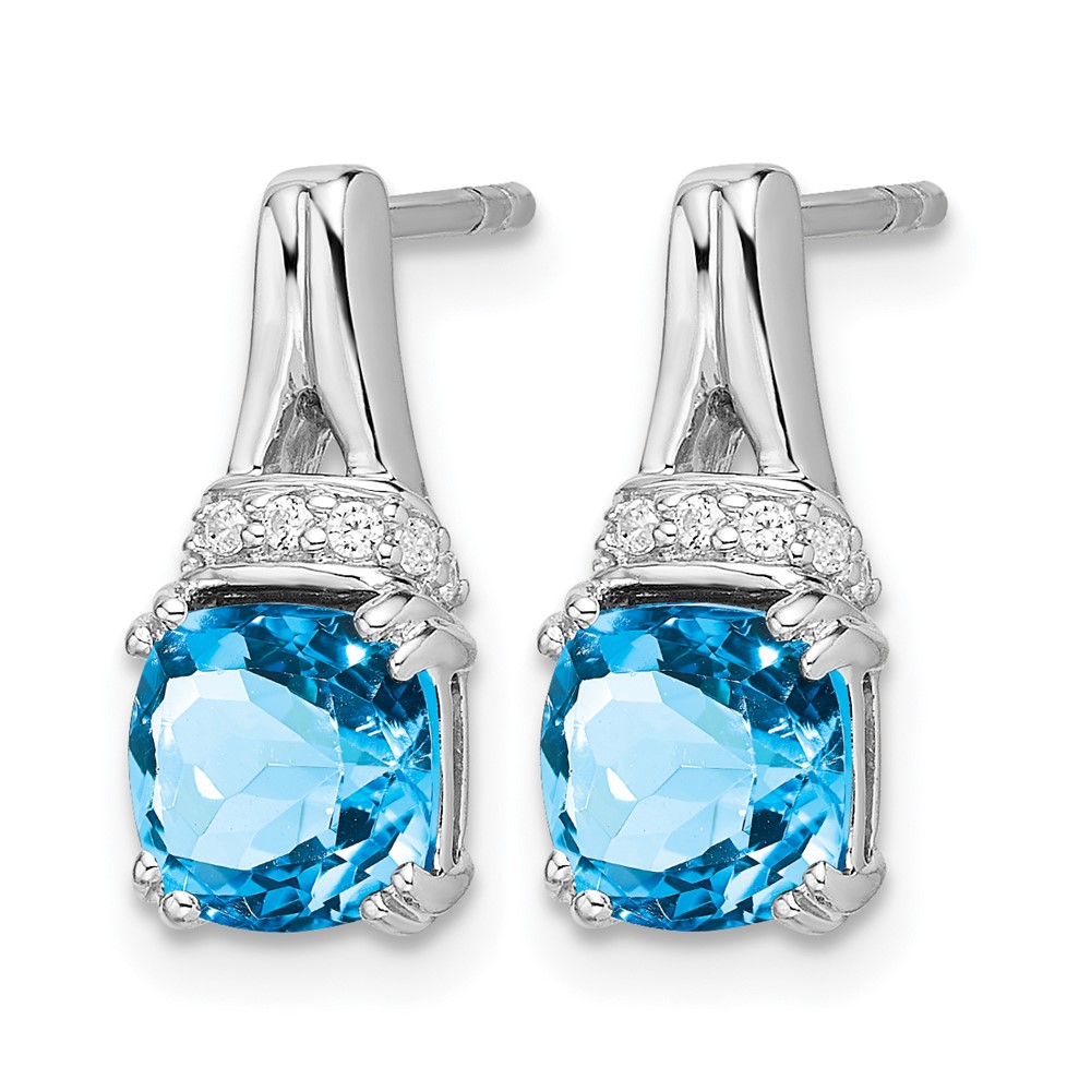 14k White Gold Blue Topaz and Diamond Earrings (EM7074-BT-007-WA)
