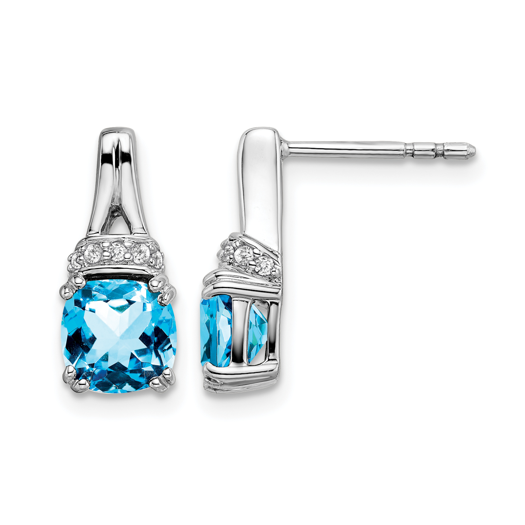 14k White Gold Blue Topaz and Diamond Earrings (EM7074-BT-007-WA)