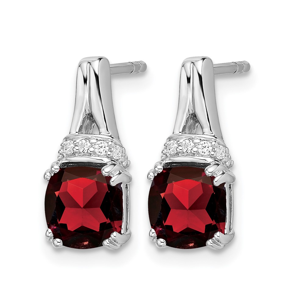 10k White Gold Garnet and Diamond Earrings (EM7074-GA-007-1WA)