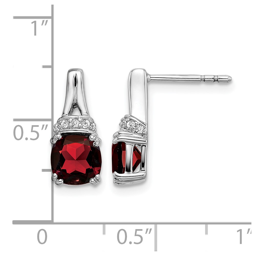 10k White Gold Garnet and Diamond Earrings (EM7074-GA-007-1WA)