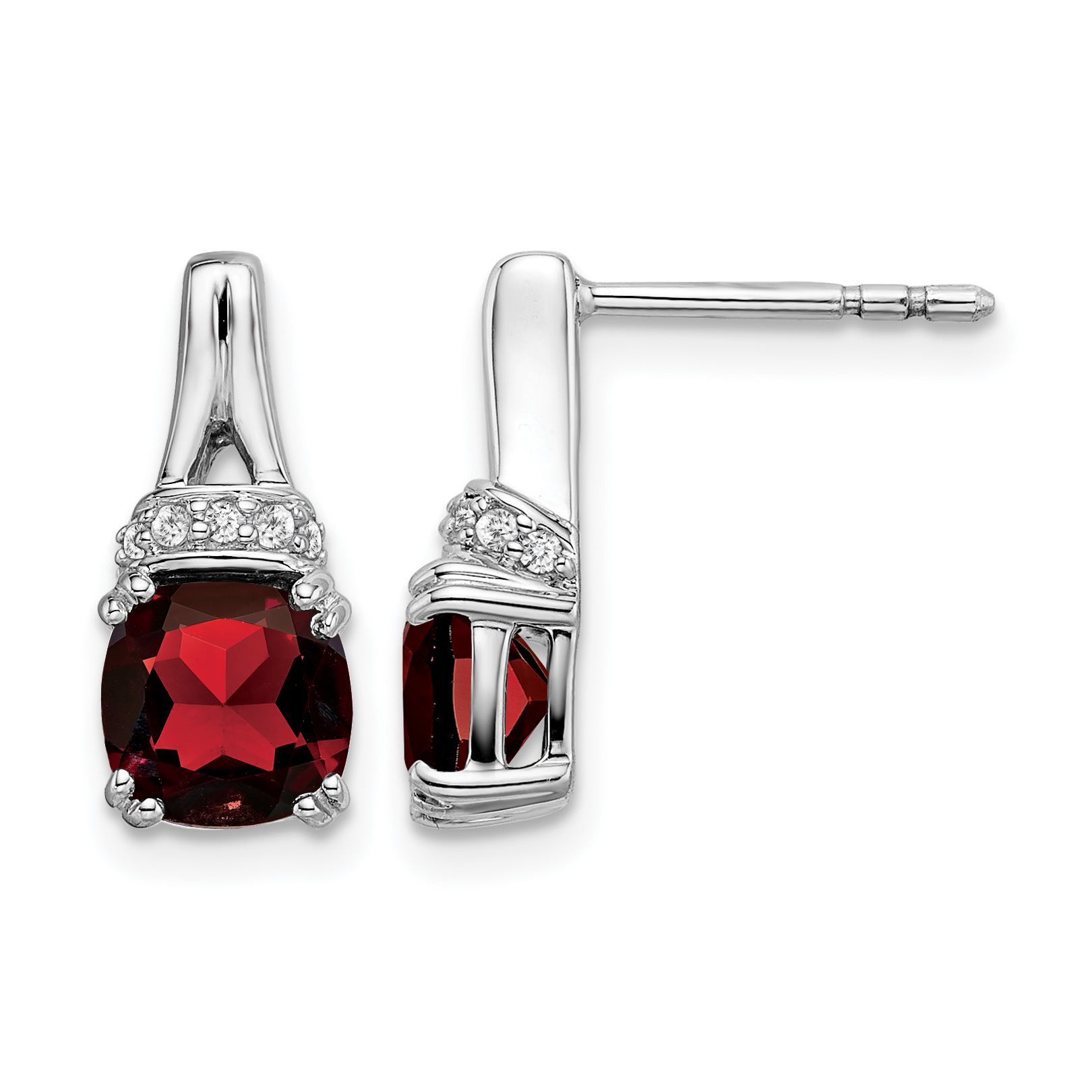 10k White Gold Garnet and Diamond Earrings (EM7074-GA-007-1WA)