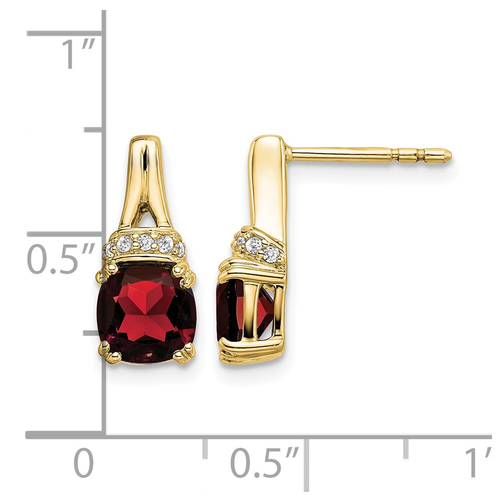 10k Yellow Gold Garnet and Diamond Earrings (EM7074-GA-007-1YA)