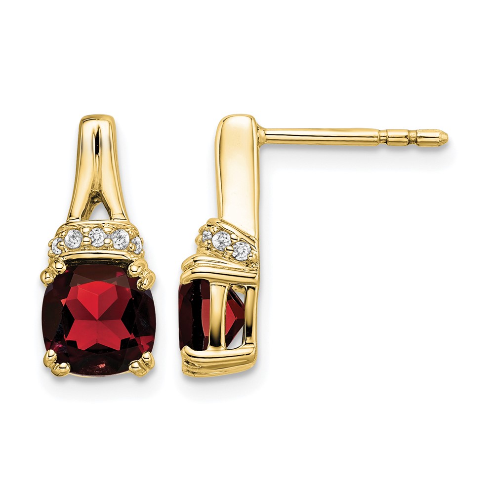 10k Yellow Gold Garnet and Diamond Earrings (EM7074-GA-007-1YA)