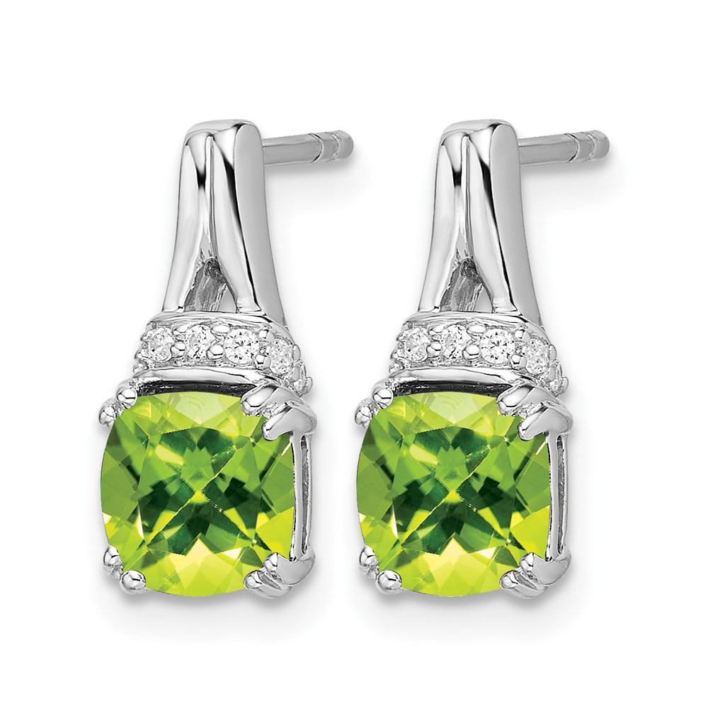 14k White Gold Peridot and Diamond Earrings (EM7074-PE-007-WA)