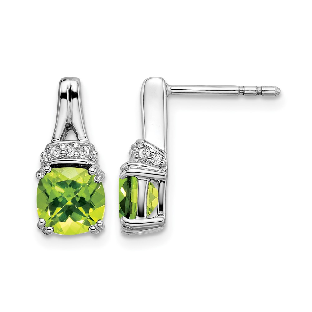 14k White Gold Peridot and Diamond Earrings (EM7074-PE-007-WA)