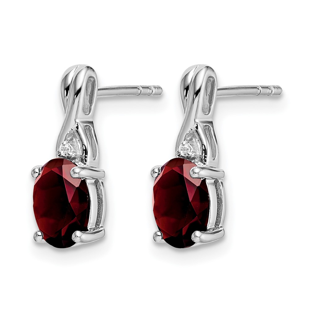 14k White Gold Oval Garnet and Diamond Earrings (EM7075-GA-001-WA)