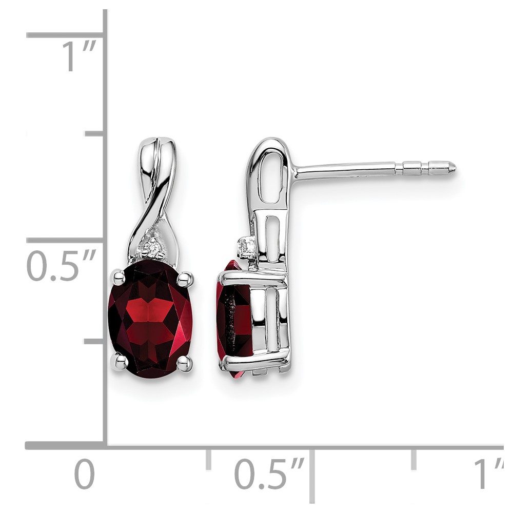 14k White Gold Oval Garnet and Diamond Earrings (EM7075-GA-001-WA)