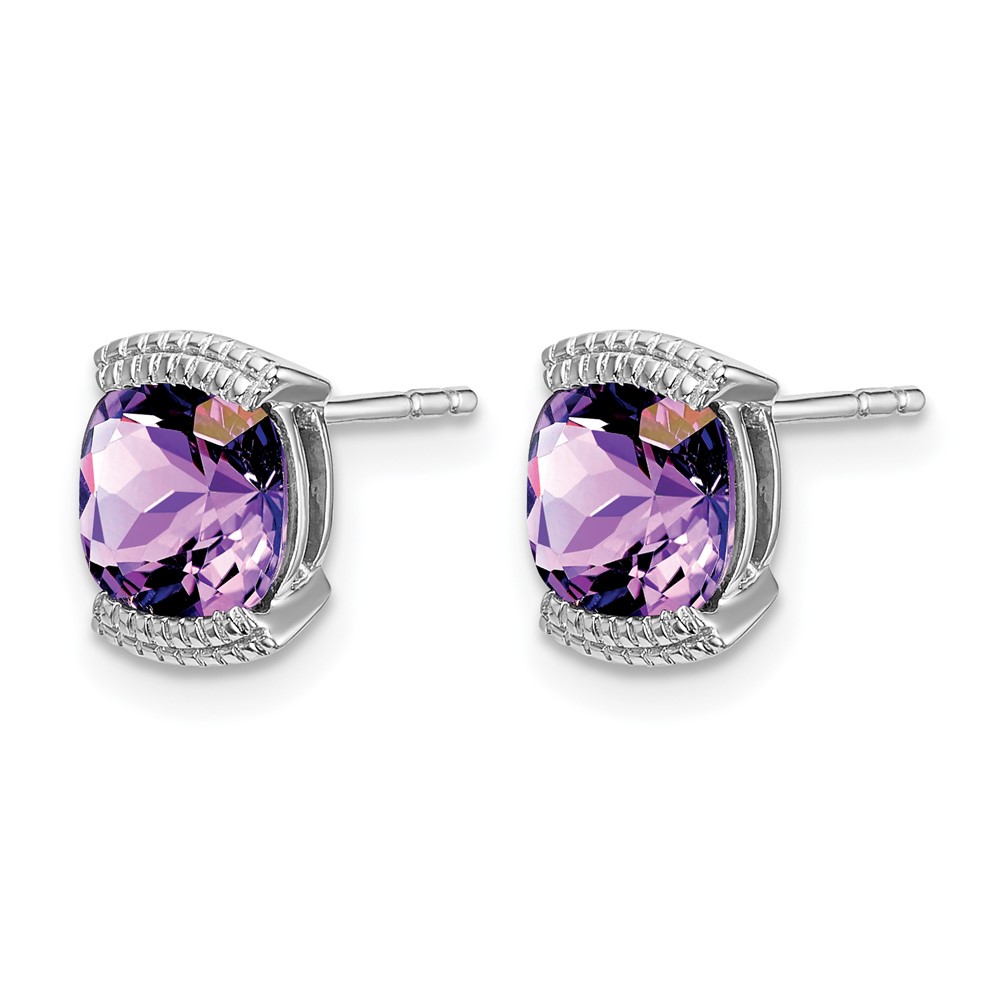 14k White Gold Amethyst Post Earrings (EM7080-AM-W)