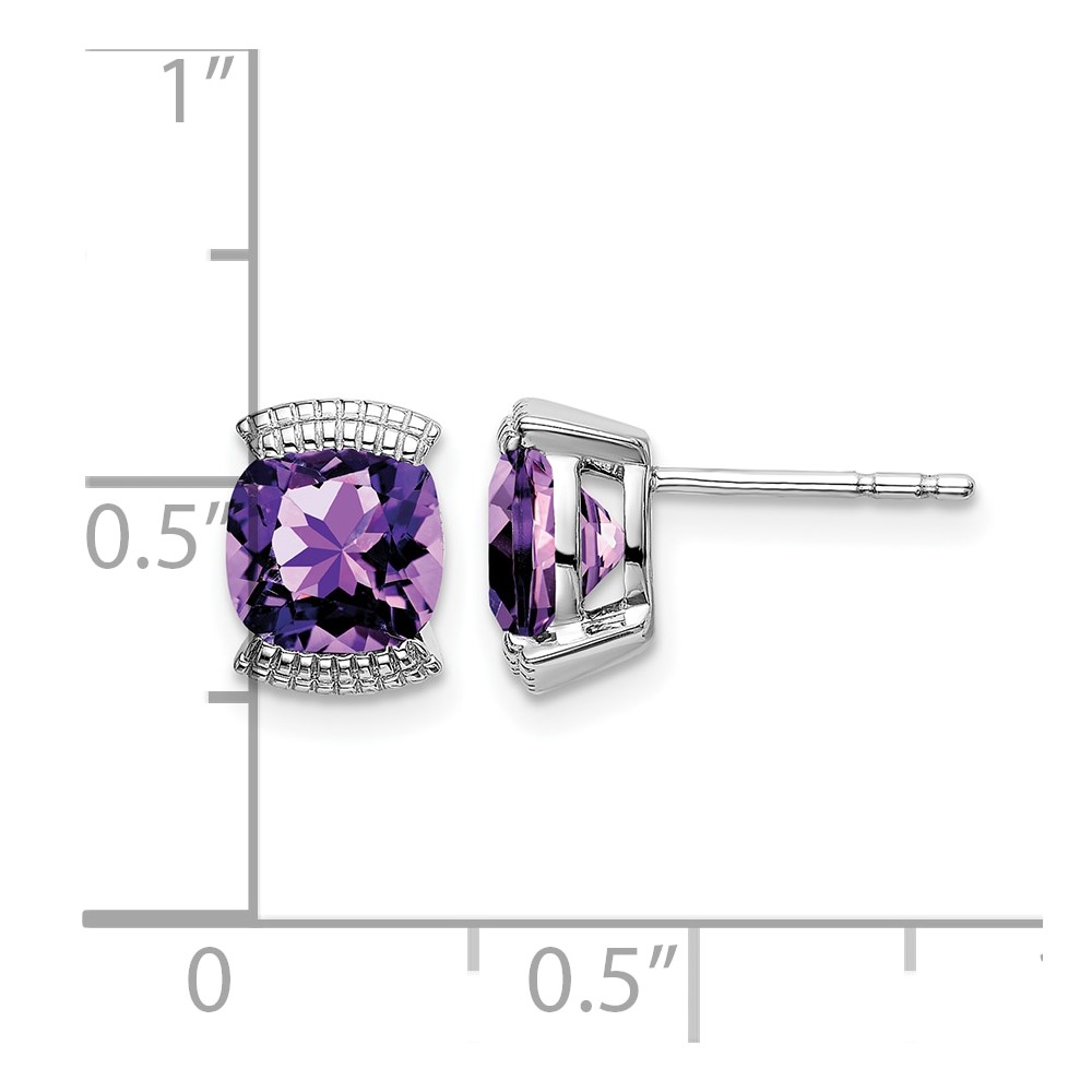 14k White Gold Amethyst Post Earrings (EM7080-AM-W)