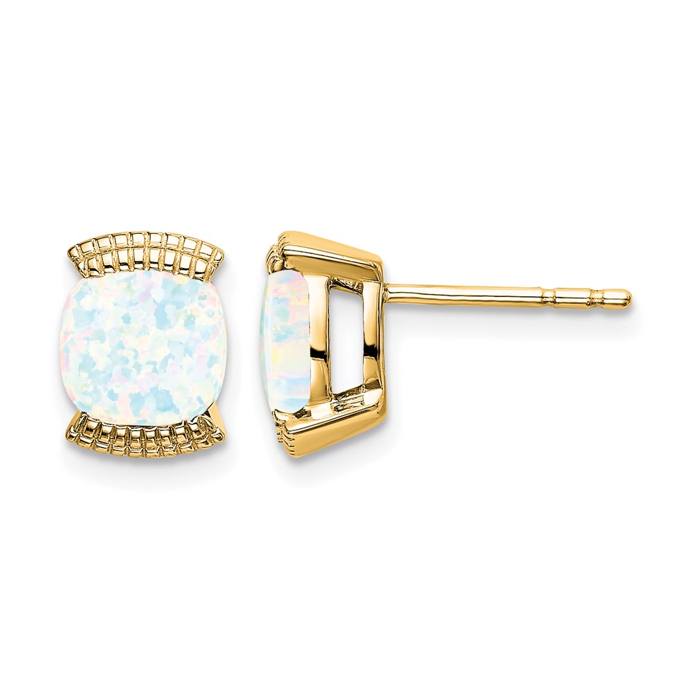 14k Created Opal Post Earrings (EM7080-OP-Y)