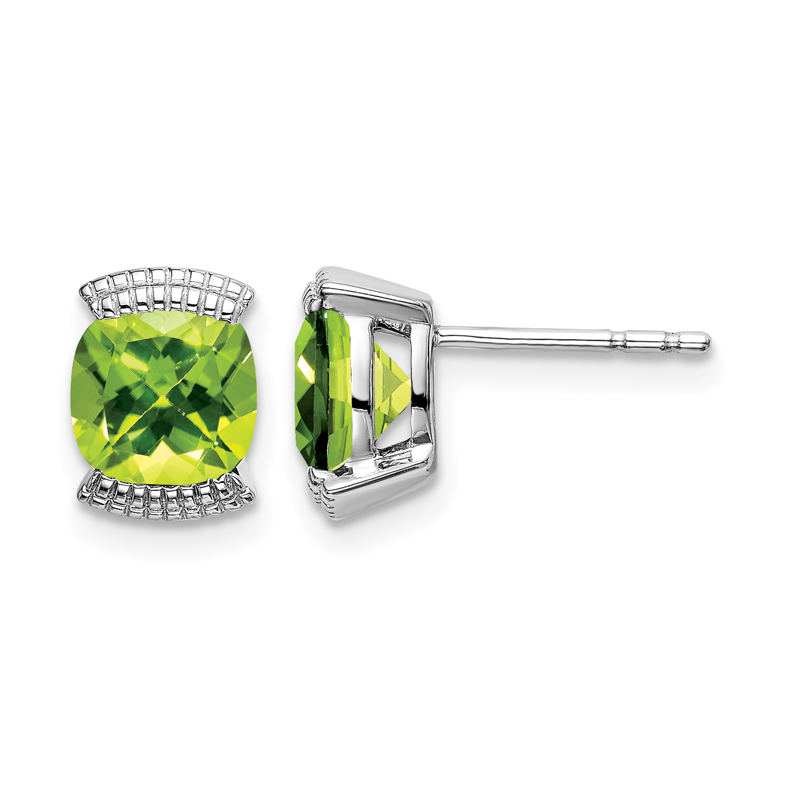 14k White Gold Peridot Post Earrings (EM7080-PE-W)