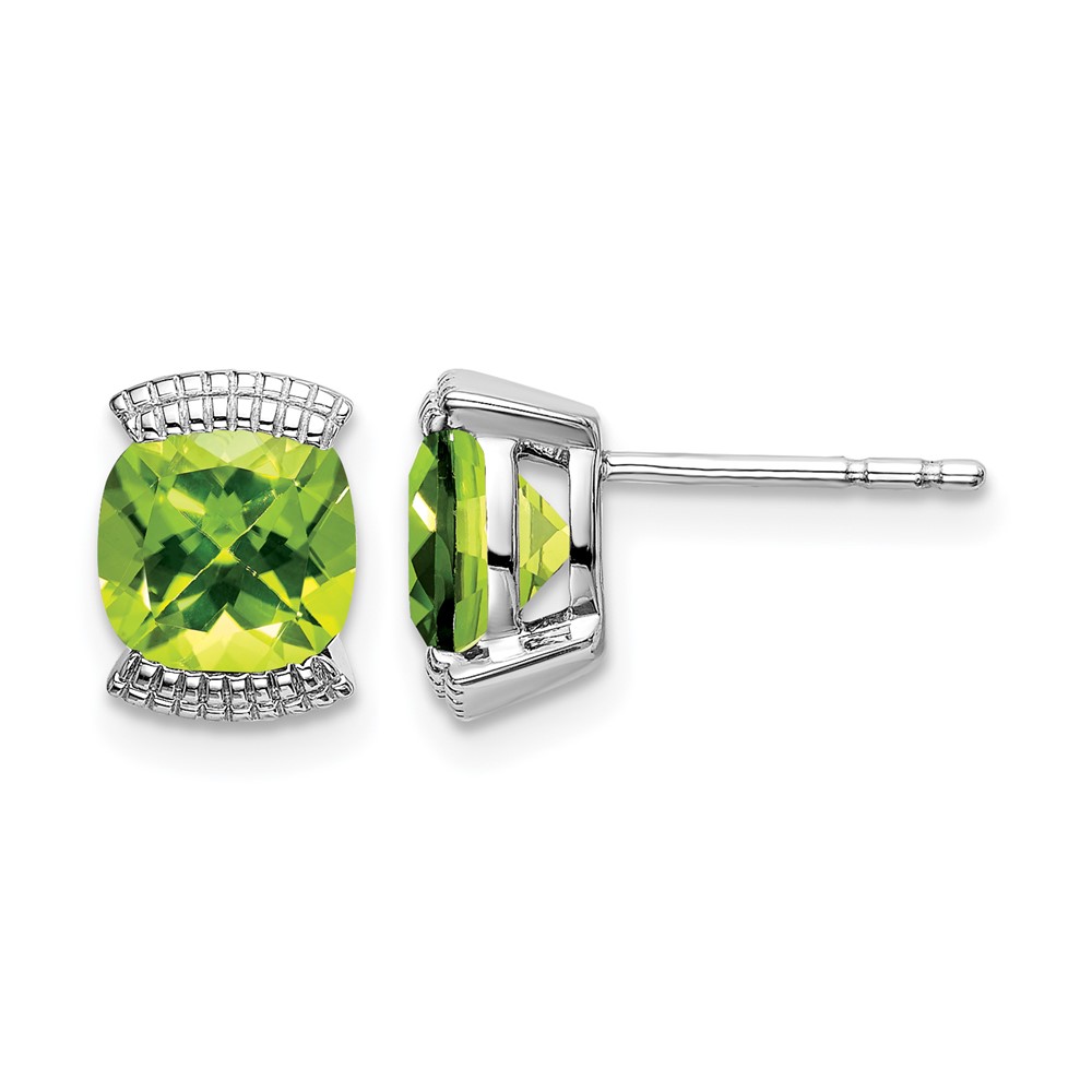 14k White Gold Peridot Post Earrings (EM7080-PE-W)