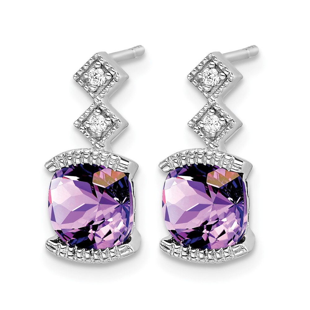 14k White Gold Amethyst and Diamond Earrings (EM7081-AM-004-WA)