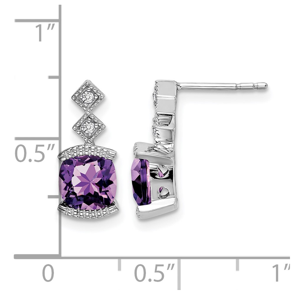 14k White Gold Amethyst and Diamond Earrings (EM7081-AM-004-WA)