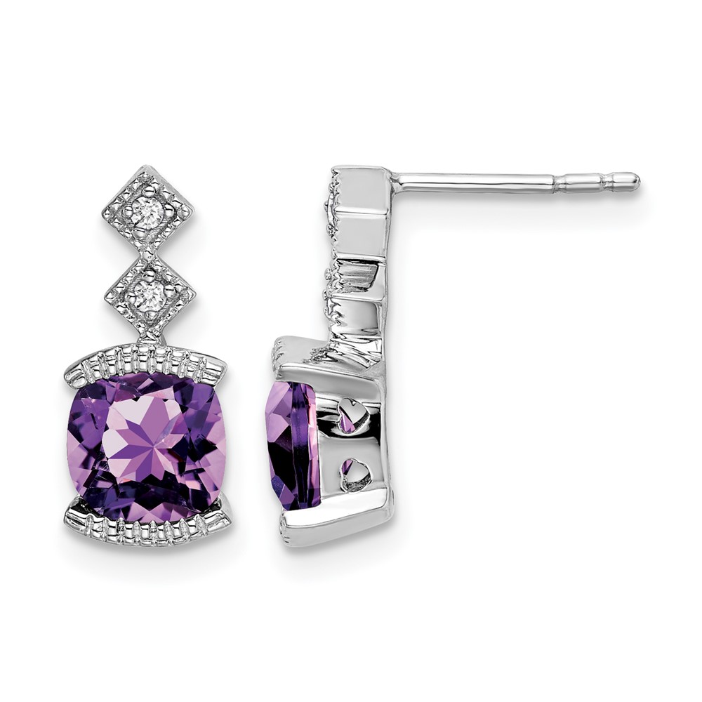 14k White Gold Amethyst and Diamond Earrings (EM7081-AM-004-WA)