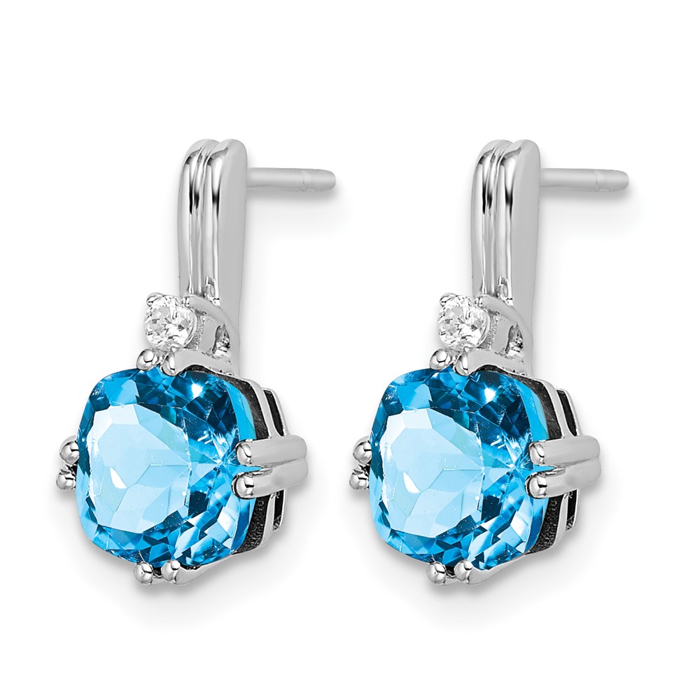 14k White Gold Cushion Blue Topaz and Diamond Earrings (EM7083-BT-004-WA)